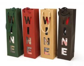 Papierové tašky na 1 fľ. vína - mix farieb