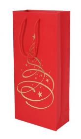 Papierová taška na víno - Vianoce, červená